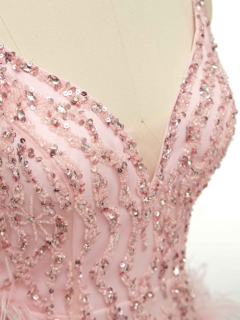 Baby pink rich net party and reception gown - G3-GGO0745 | G3fashion.com